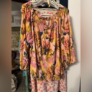 Terra & Sky Floral Blouse - Pink and Yellow
